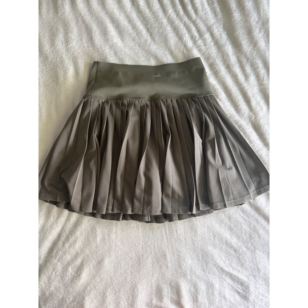 VSX Victoria's Secret Pleated Tennis Skort Olive Green Mesh Athletic Skirt Med - Picture 4 of 5